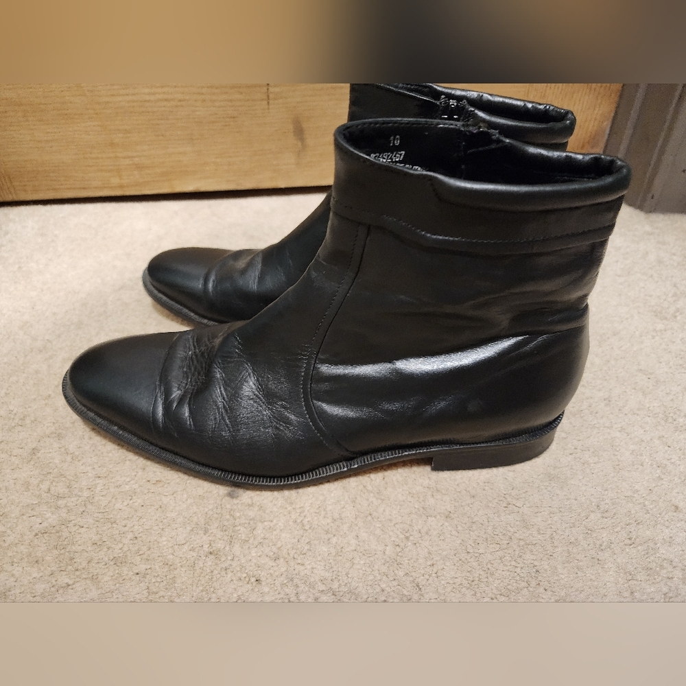 Broletto Black Leather Dress Boots with Cap Toe